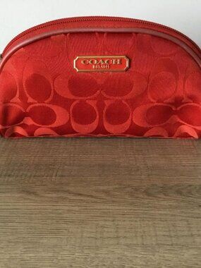 Coach Red Signature Dome Cosmetic Pouch w/Creed Collaboration w/Estee Lauder